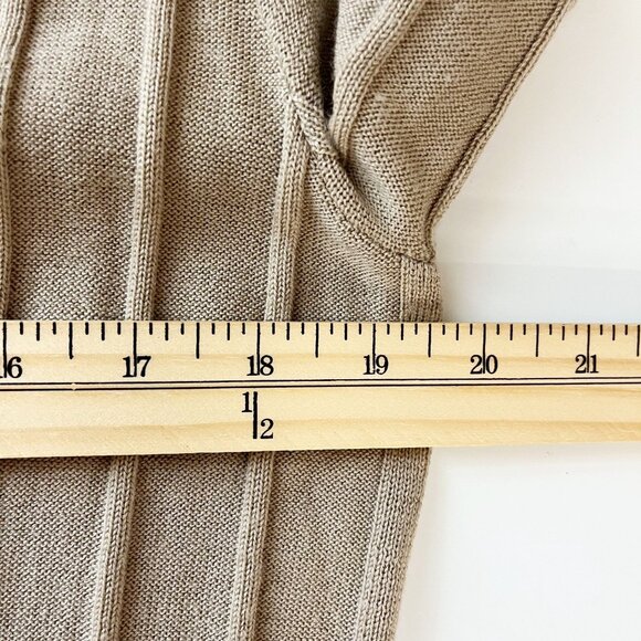 Theory Wide Rib Duster Cardigan Sweater Merino Wool Tan Brown - Size Small - Picture 6 of 8